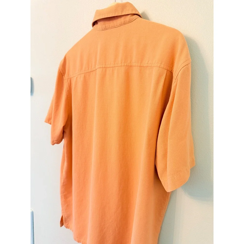 Tommy Bahama 100% Silk Camp Shirt Peach Camp Collar Button Up Size L - Picture 6 of 6